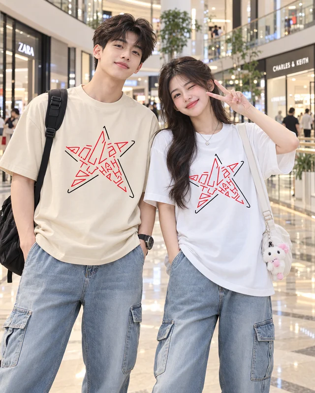 Áo Thun Cotton Oversize Star Line Graphic Form Rộng Unisex | TTP FASHION