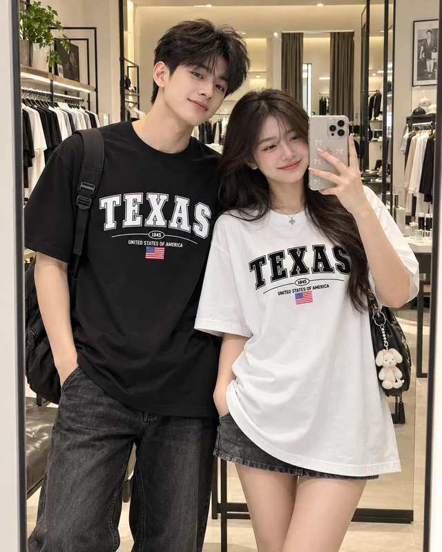 Áo Thun Cotton Oversize Texas USA Graphic Form Rộng Unisex 250 GSM | TTP FASHION