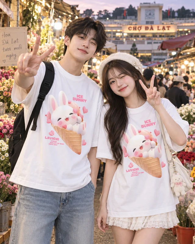 Áo Thun Cotton Oversize Thỏ Ice Bunny Graphic Form Rộng Unisex | TTP Fashion