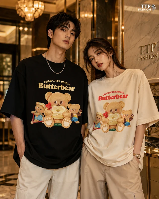 Áo Thun Cotton Oversize Gấu Butterbear Graphic Form Rộng Unisex | TTP Fashion