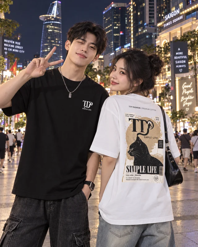 Áo Thun Cotton Oversize TTP Simple Life Cat Graphic Form Rộng Unisex | TTP FASHION