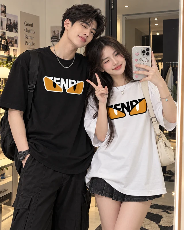 Áo Thun Cotton Oversize Fendi Eyes Graphic Form Rộng Unisex | TTP FASHION