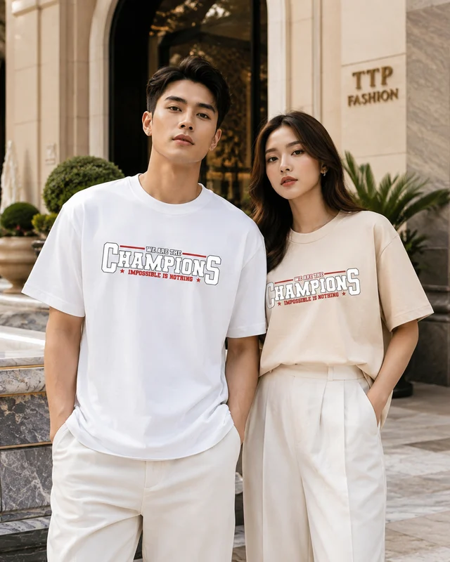 Áo Thun Cotton Oversize Champions Graphic Form Rộng Unisex | TTP Fashion