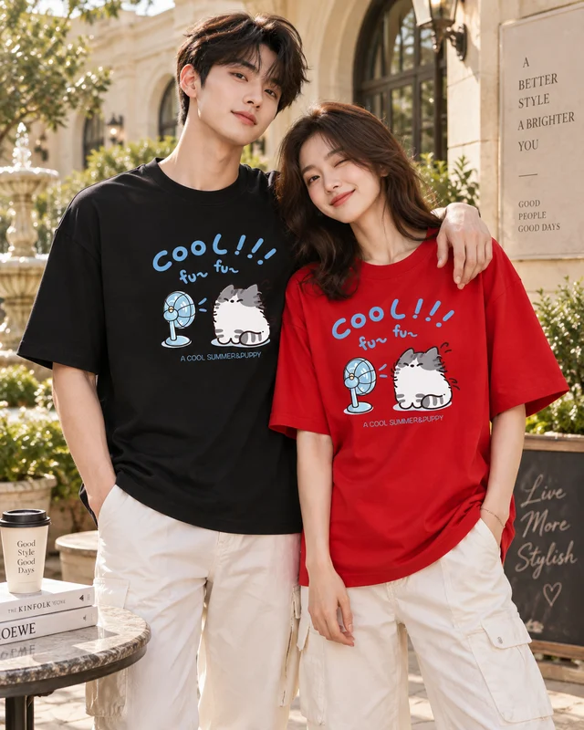 Áo Thun Oversize Cool Summer Mèo Dễ Thương Form Rộng Unisex