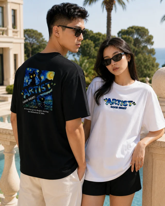 Áo Thun Oversize 100% Cotton ARTIST GOOD NIGHT Form Rộng Unisex