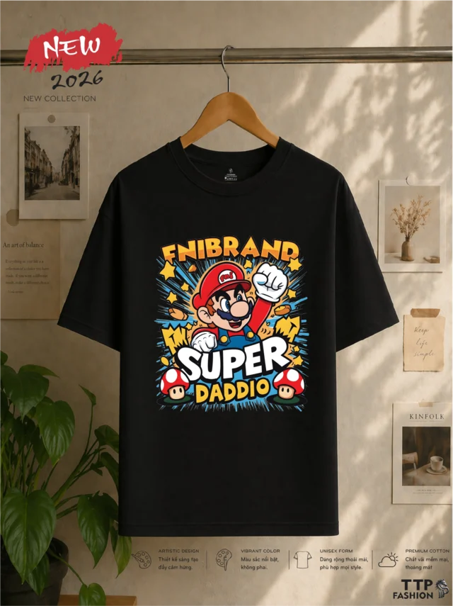 Áo Thun Cotton Oversize Super Daddio Game Graphic Form Rộng Unisex | TTP FASHION
