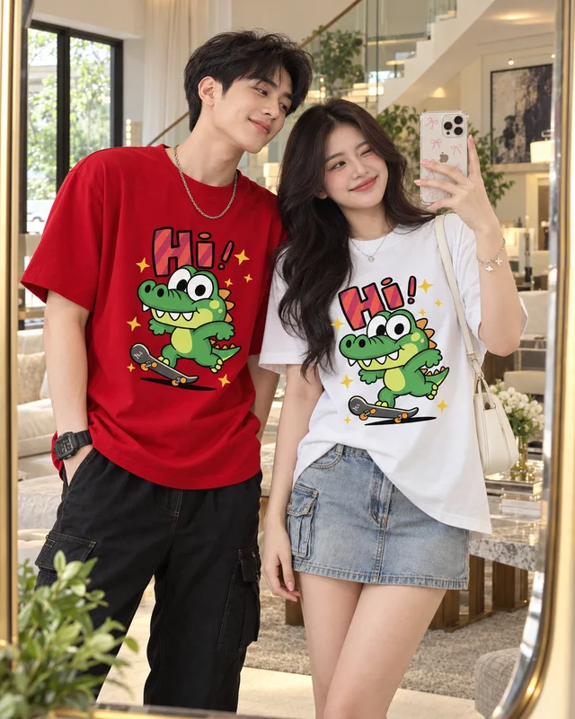 Áo Thun Cotton Oversize Cá Sấu Skateboard Cute Graphic Form Rộng Unisex | TTP FASHION